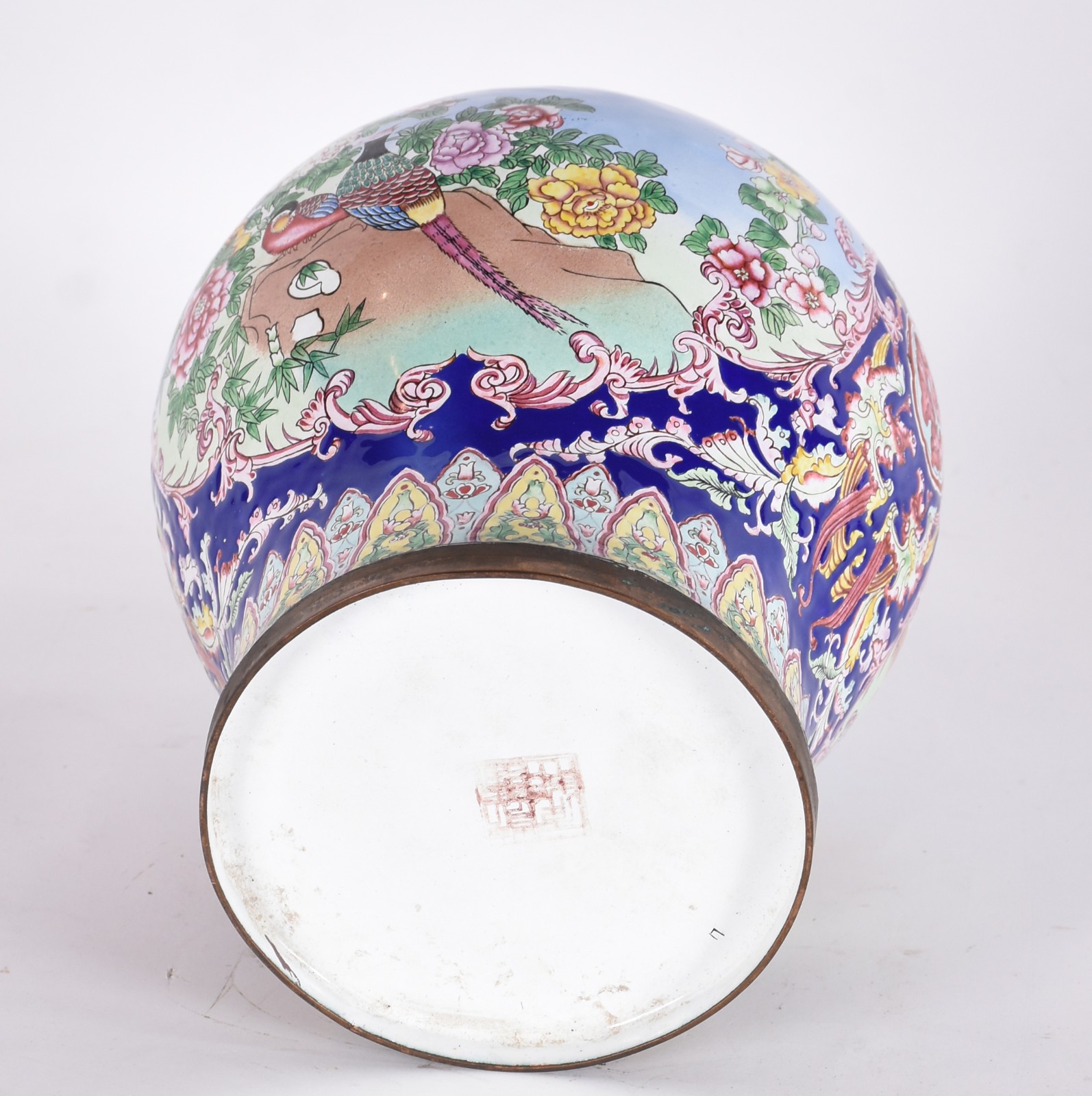 Antigo Vaso de cloisonné ricamente decorado com aves do paraíso e... - foto 5 de 5