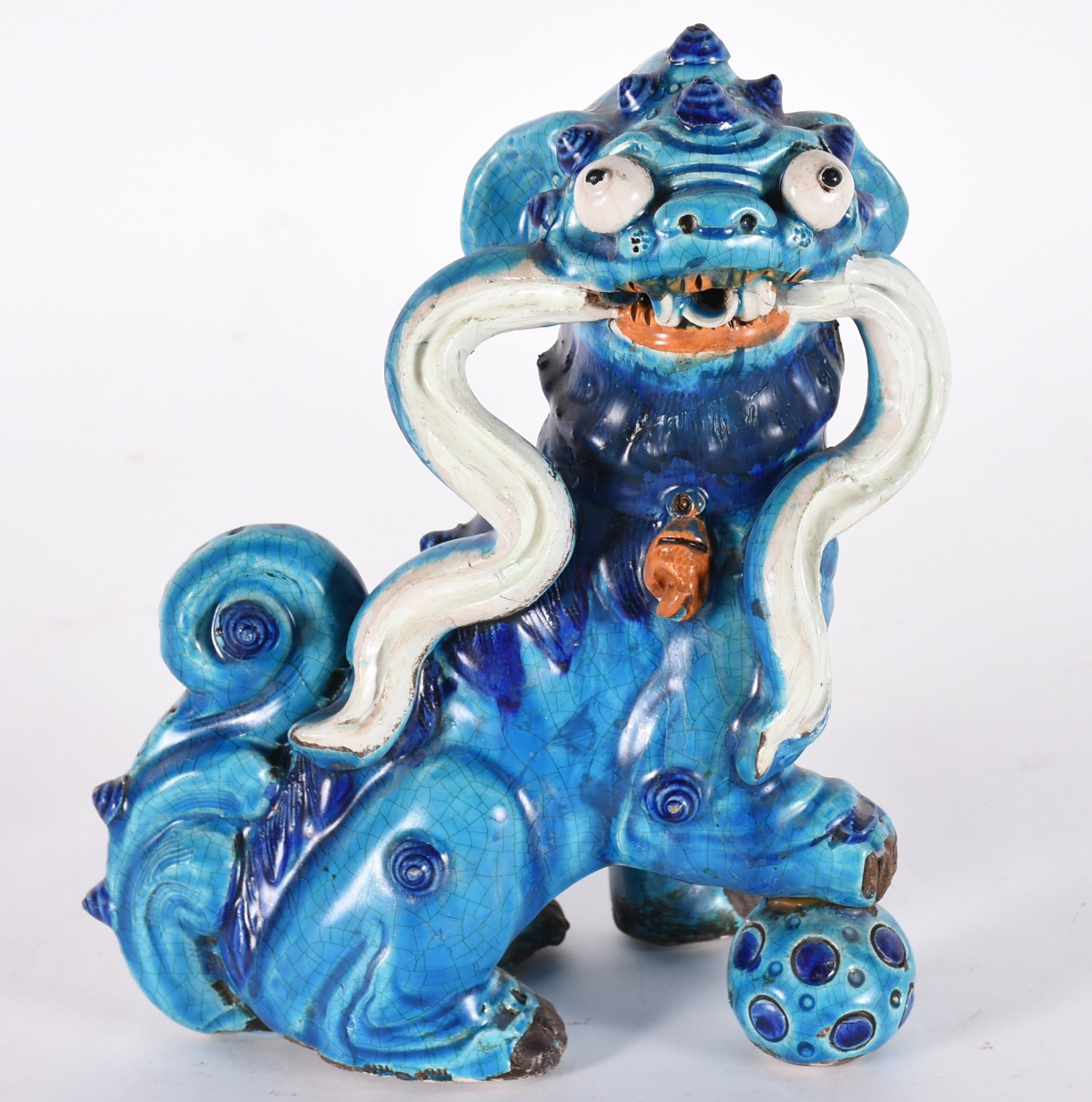 Estatueta representando cão de fó de porcelana oriental (com... - foto 1 de 7