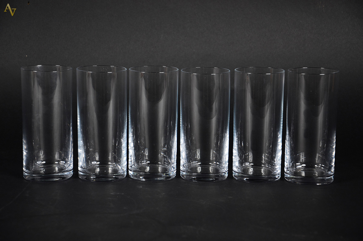 Seis copos longos para whisky de cristal