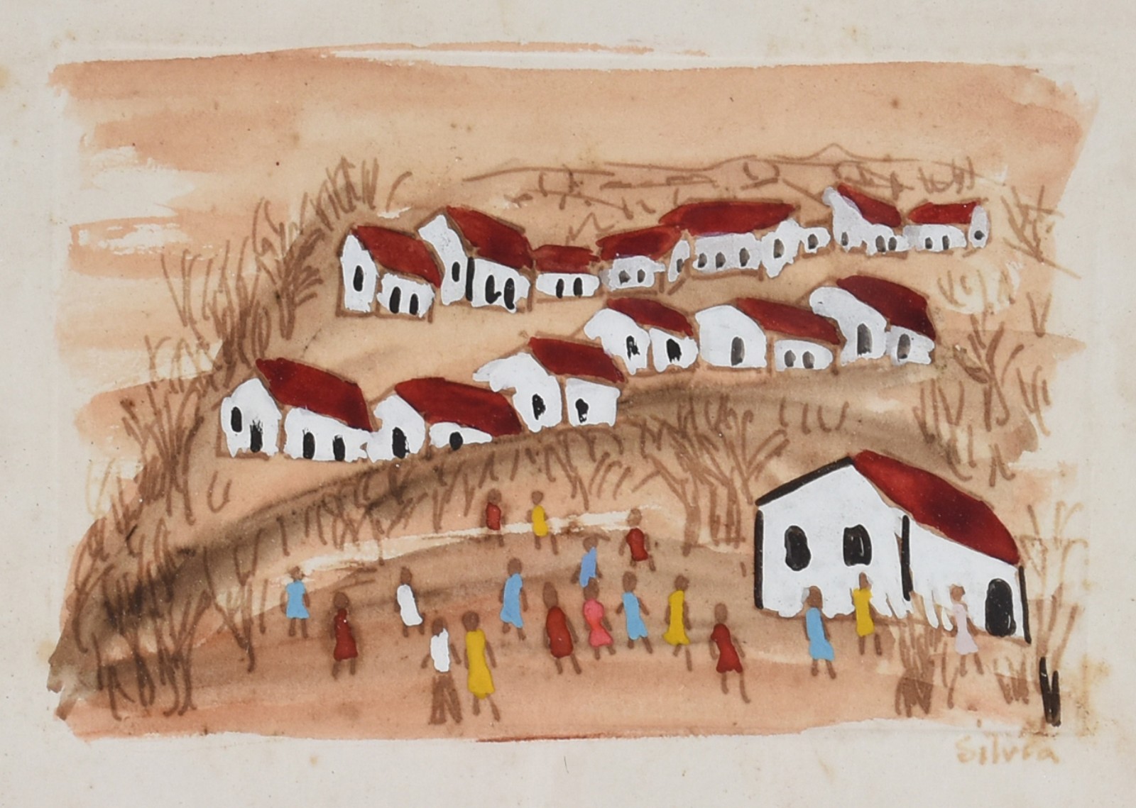 Sylvia de Leon Chalreo (1905-1991), Casario com Figuras. - foto 1 de 4