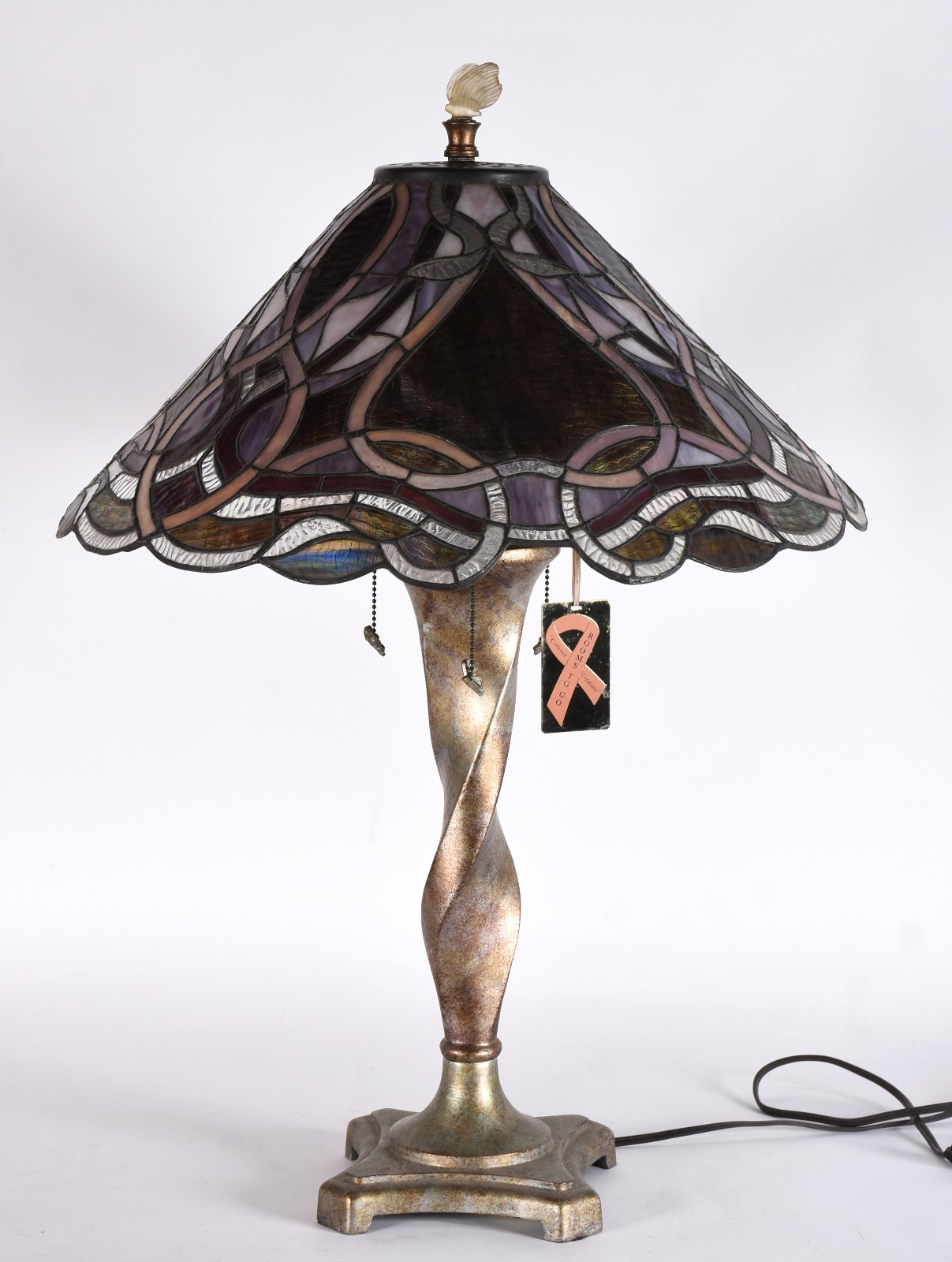 Abatjour com base de metal e cúpula de placas de vidro multicor... - foto 2 de 7