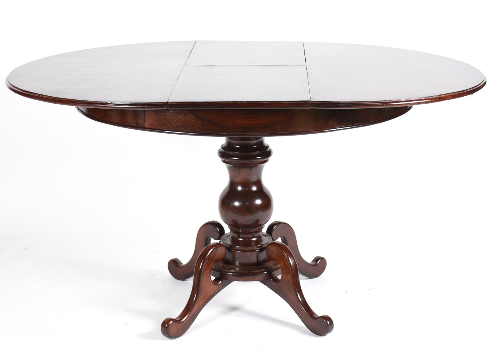 Mesa de madeira nobre feitio redondo com tábua extensora (37 cm x 110... - foto 2 de 3