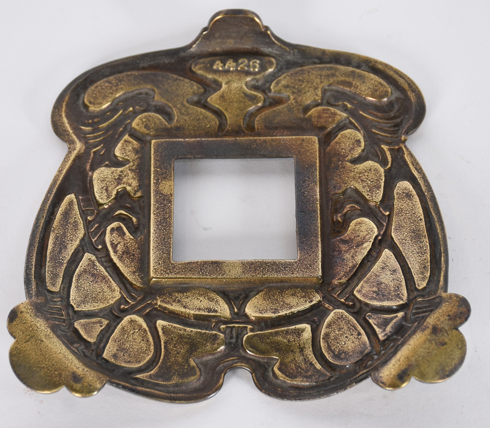 Tinteiro de bronze com desenhos Art Nouveau, recipiente de cristal... - foto 3 de 4