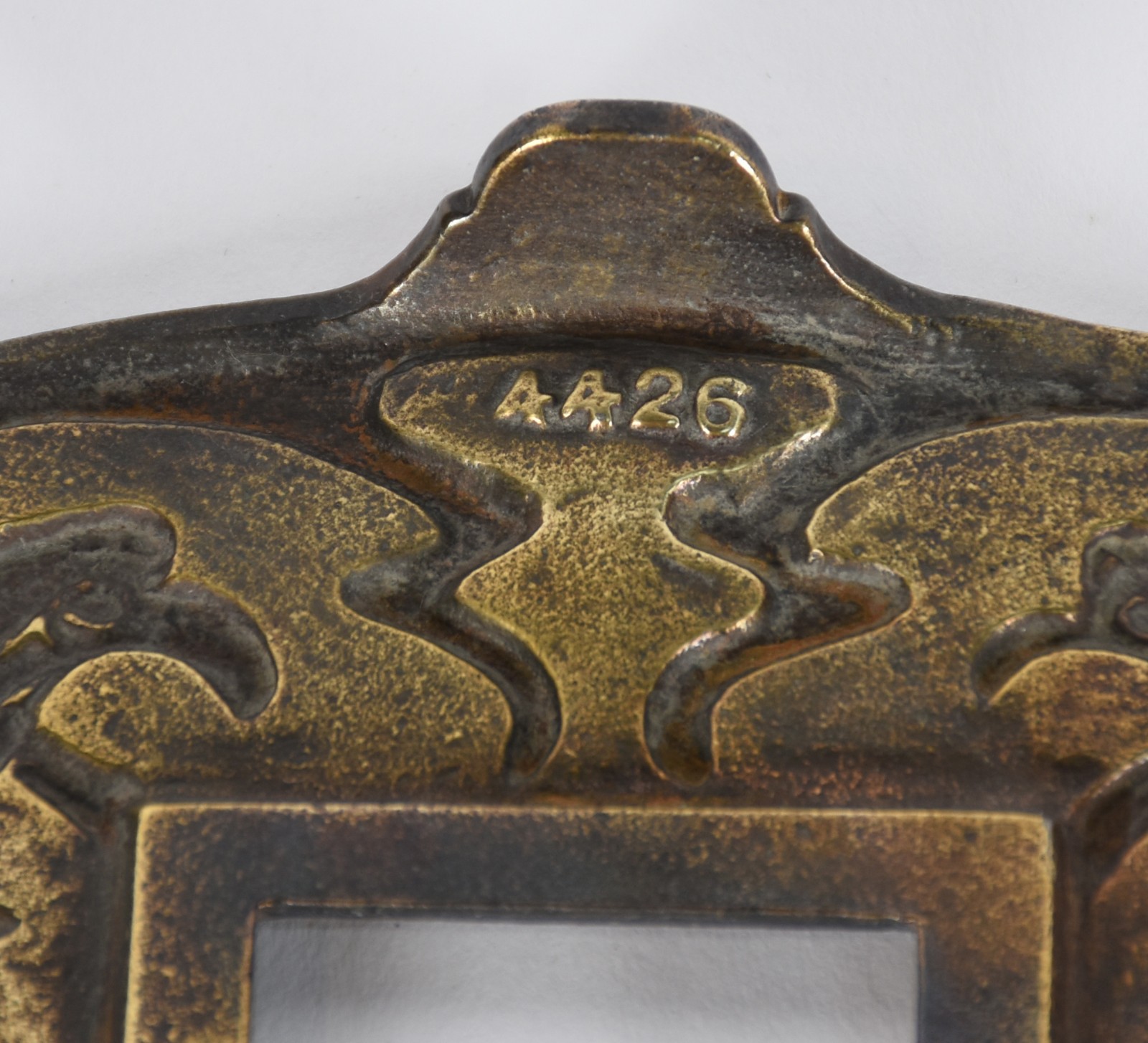 Tinteiro de bronze com desenhos Art Nouveau, recipiente de cristal... - foto 4 de 4