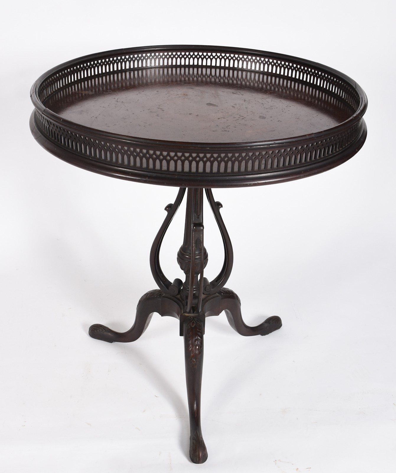 Elegante mesa "gueridon" de madeira nobre, formato redondo com... - foto 1 de 5