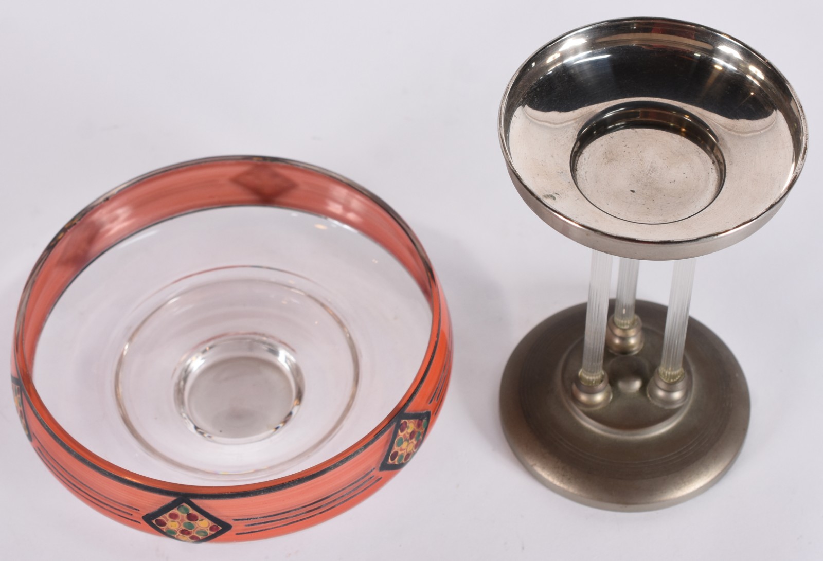 Fruteira Art deco com base de metal prateado e recipiente de vidro... - foto 3 de 3