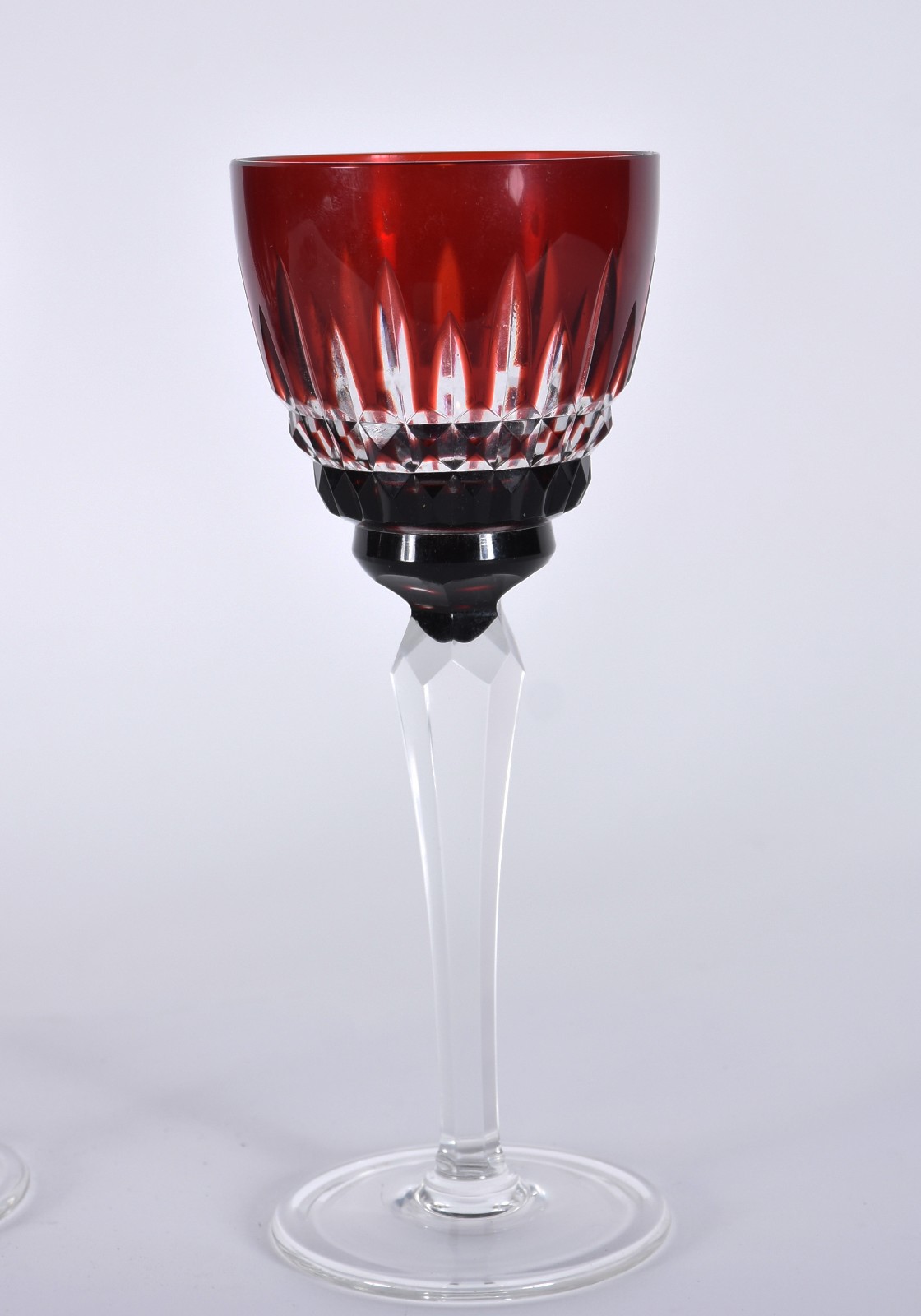 Quatro cálices para vinho de pé alto de cristal double rubi lapidado. - foto 3 de 3