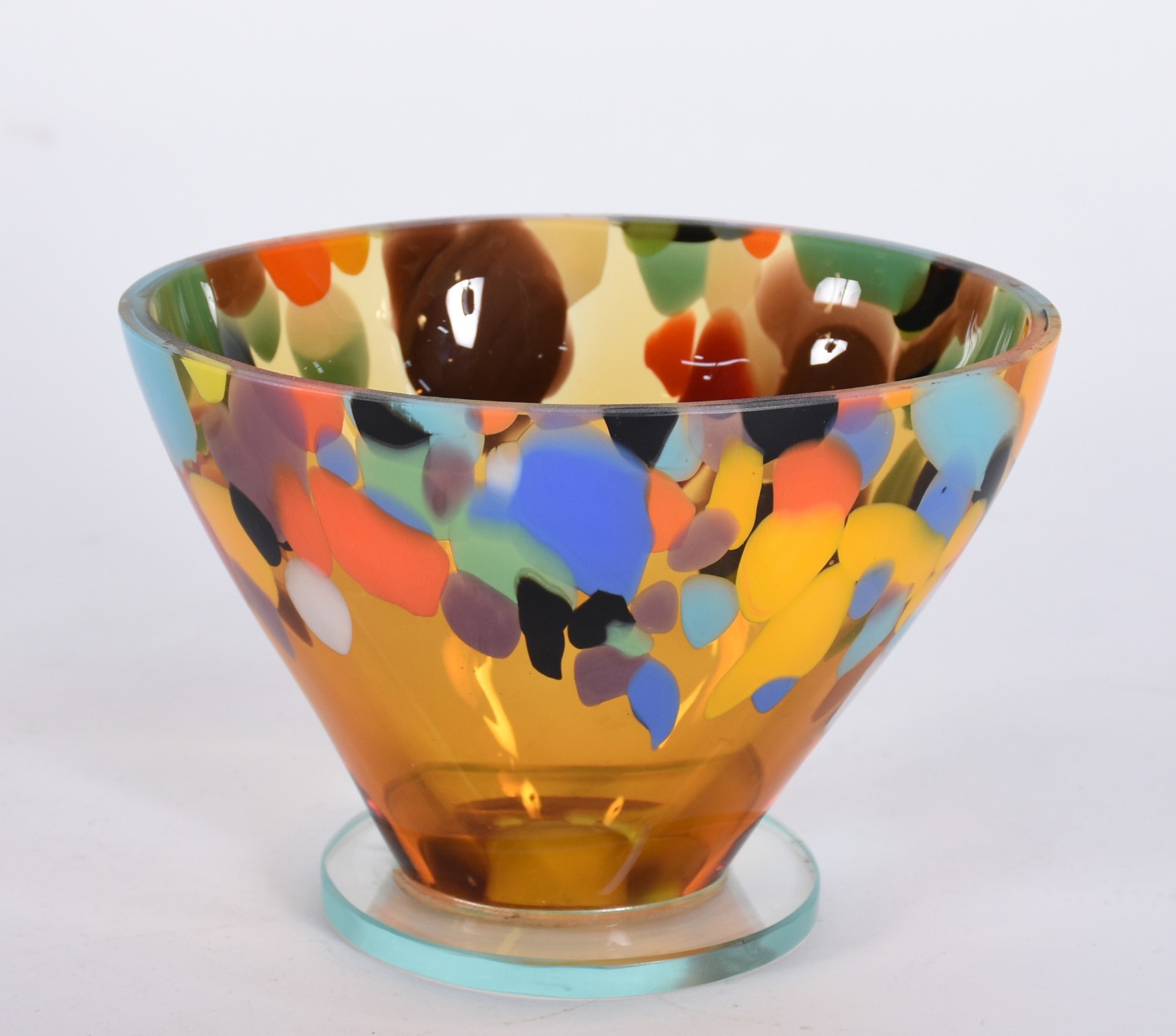 Bowl de vidro decorativo com mesclas coloridas. - foto 1 de 3