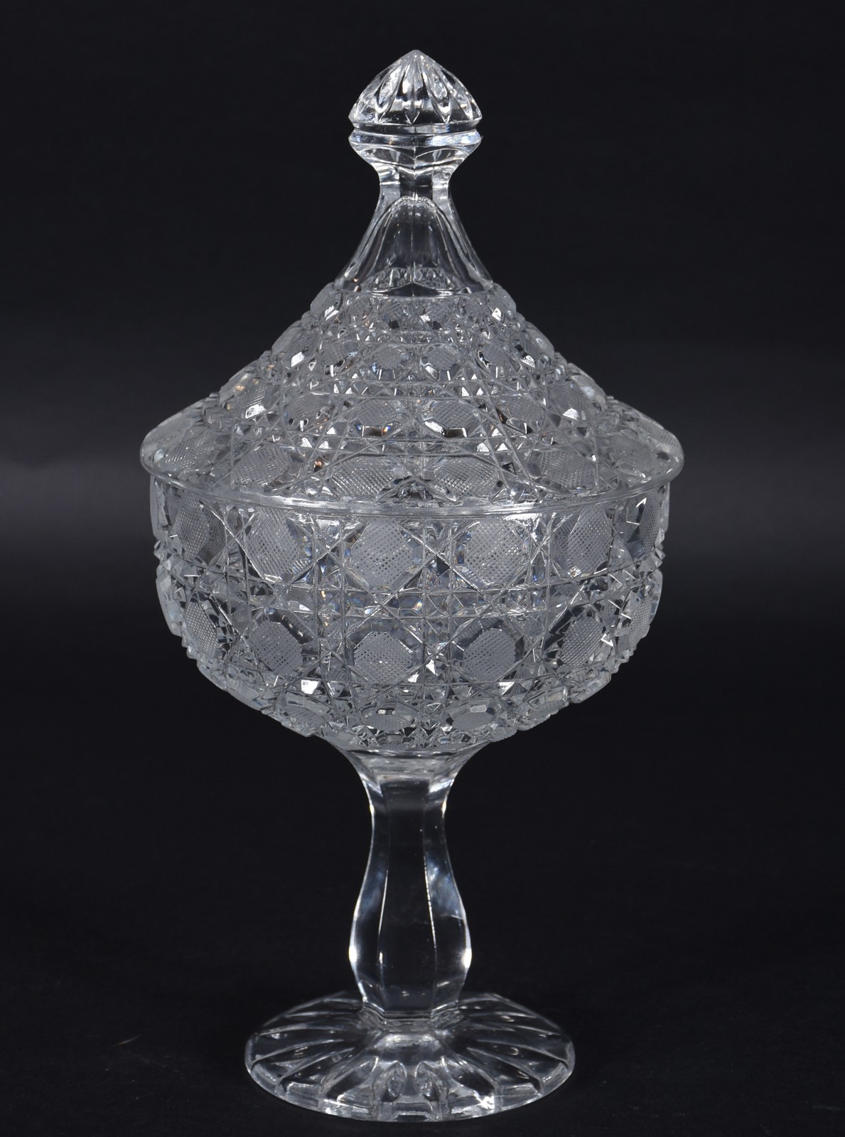 Compoteira de cristal europeu lapidação tijolinho. - foto 1 de 4