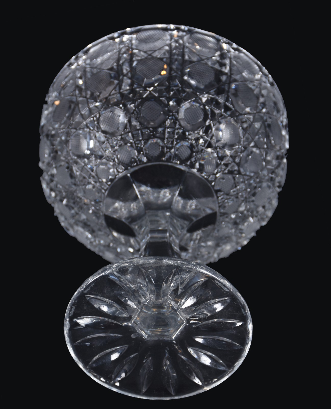 Compoteira de cristal europeu lapidação tijolinho. - foto 4 de 4