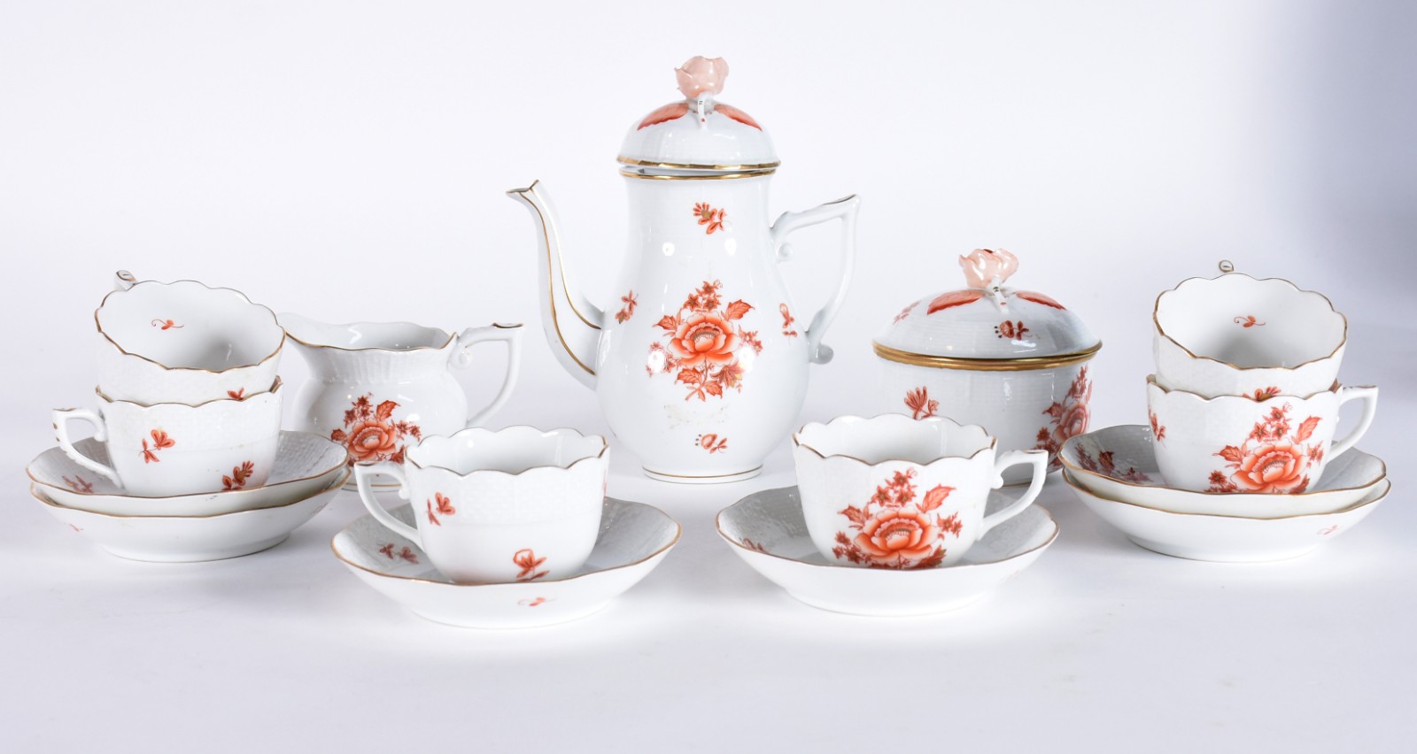 Serviço de café de porcelana Herend composto de: 6 xícaras com pires... - foto 2 de 7
