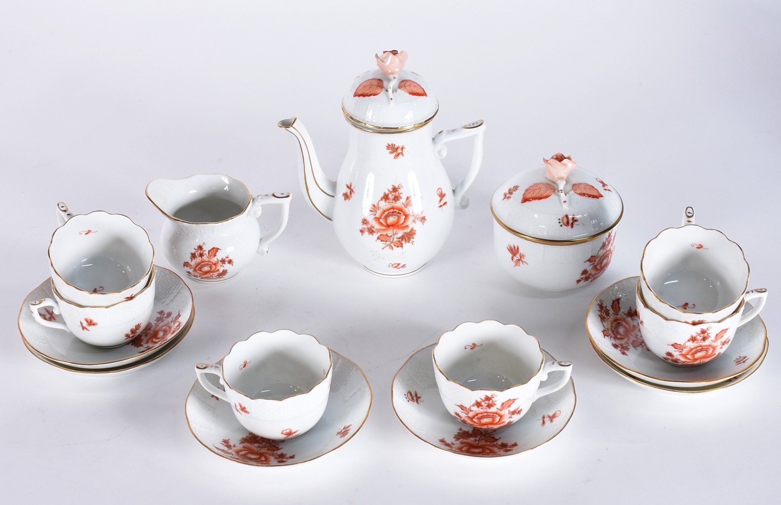 Serviço de café de porcelana Herend composto de: 6 xícaras com pires... - foto 3 de 7