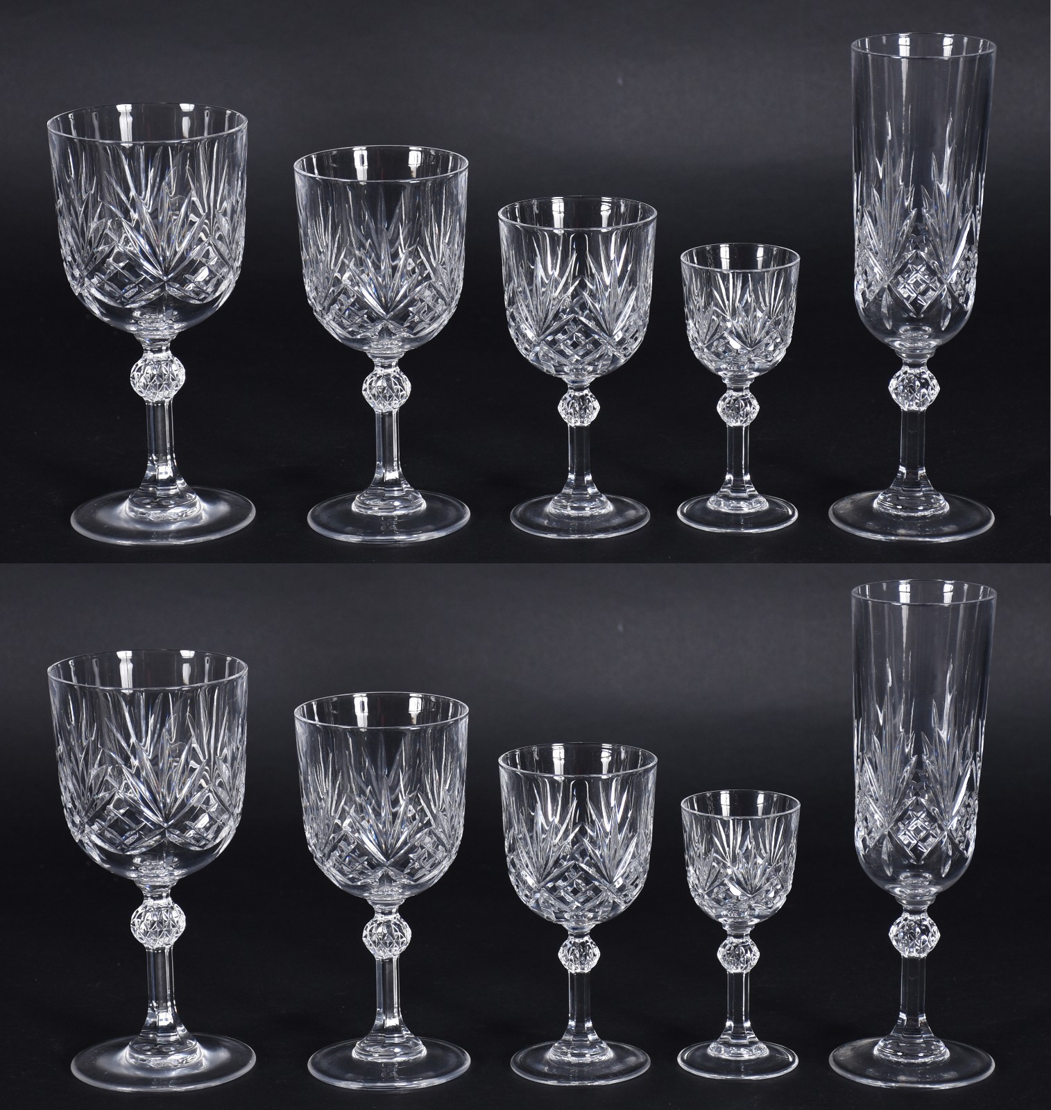 Serviço de copos de cristal lapidado, composto de: 12 flutes para... - foto 1 de 3