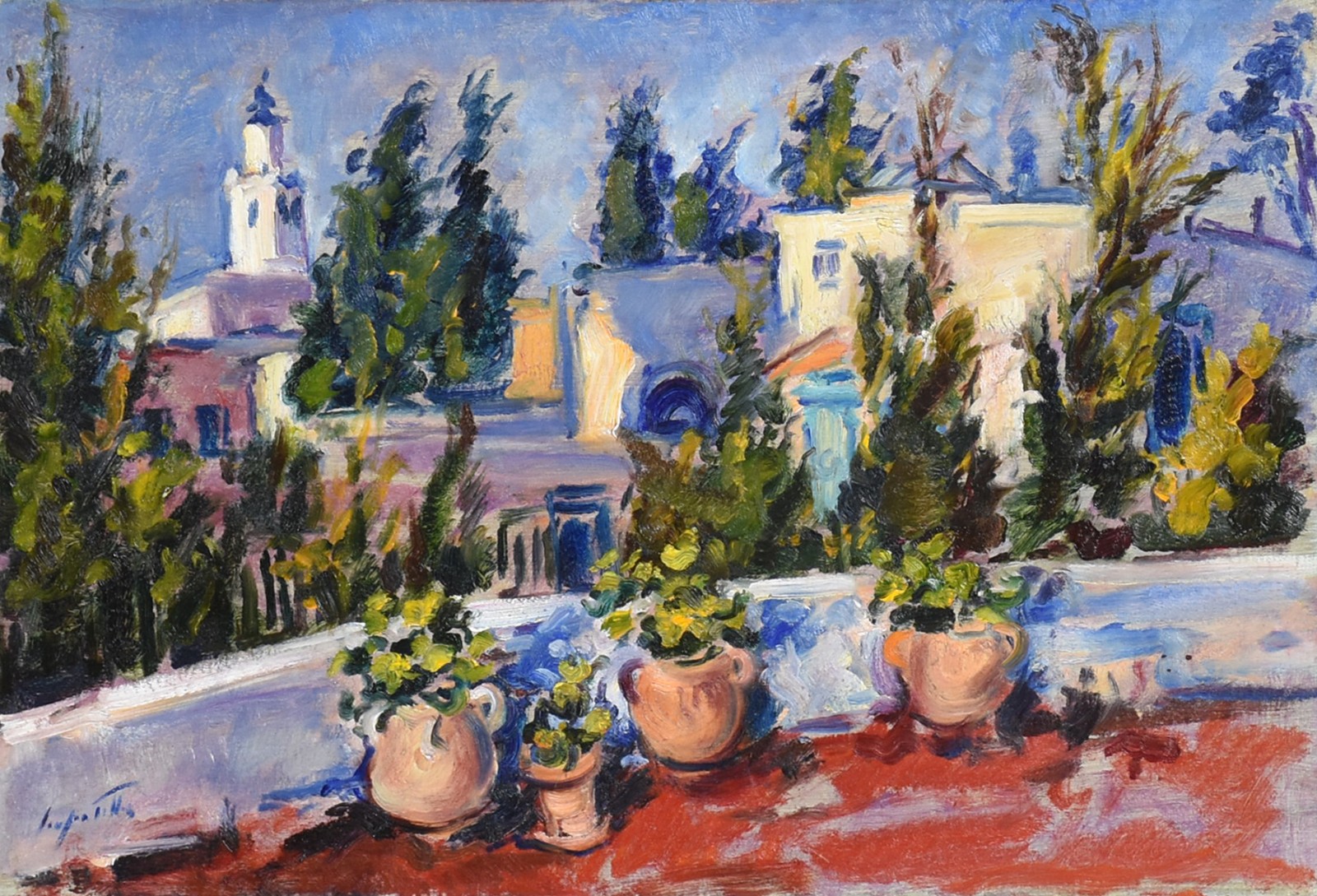  Sérgio Telles (1936-2022), Terraço com Gerânios no Atelier em Sidibou - Said - Tunísia - foto 1 de 6