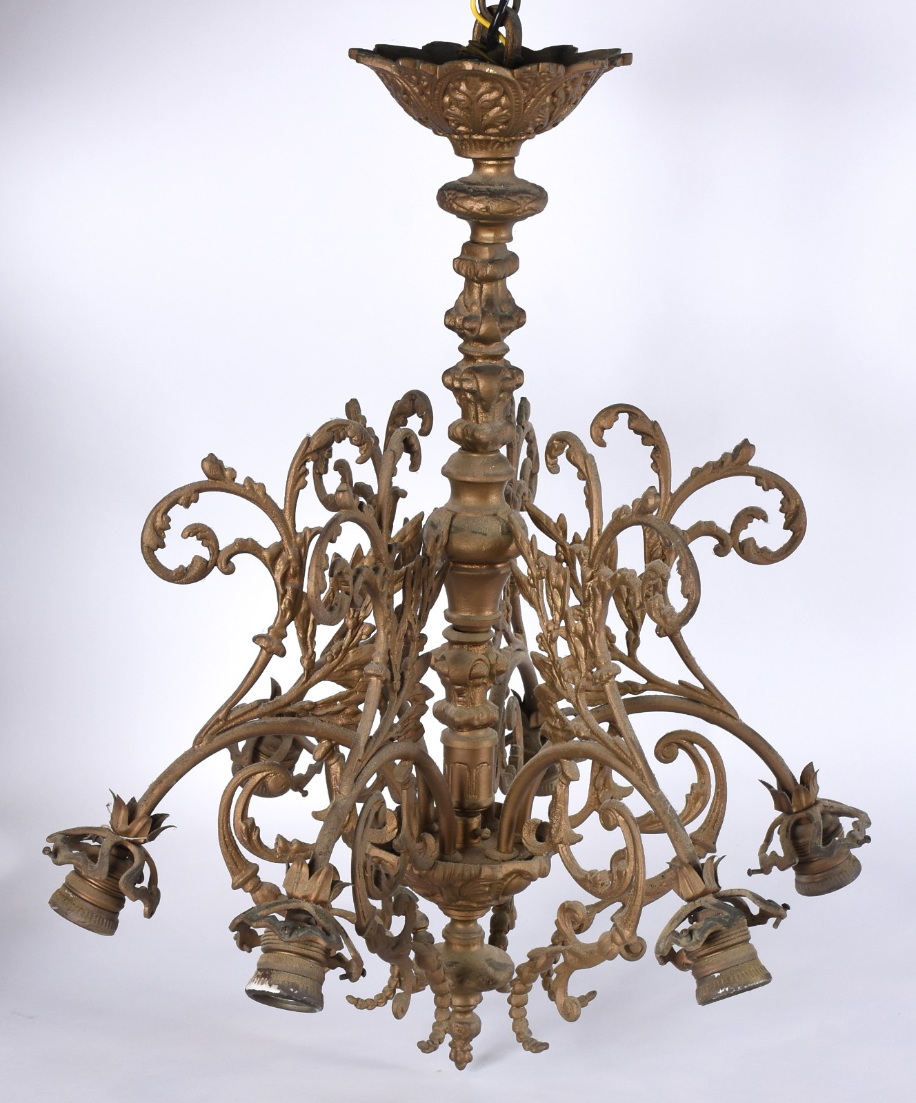 Lustre de bronze para 6 luzes. - foto 1 de 2