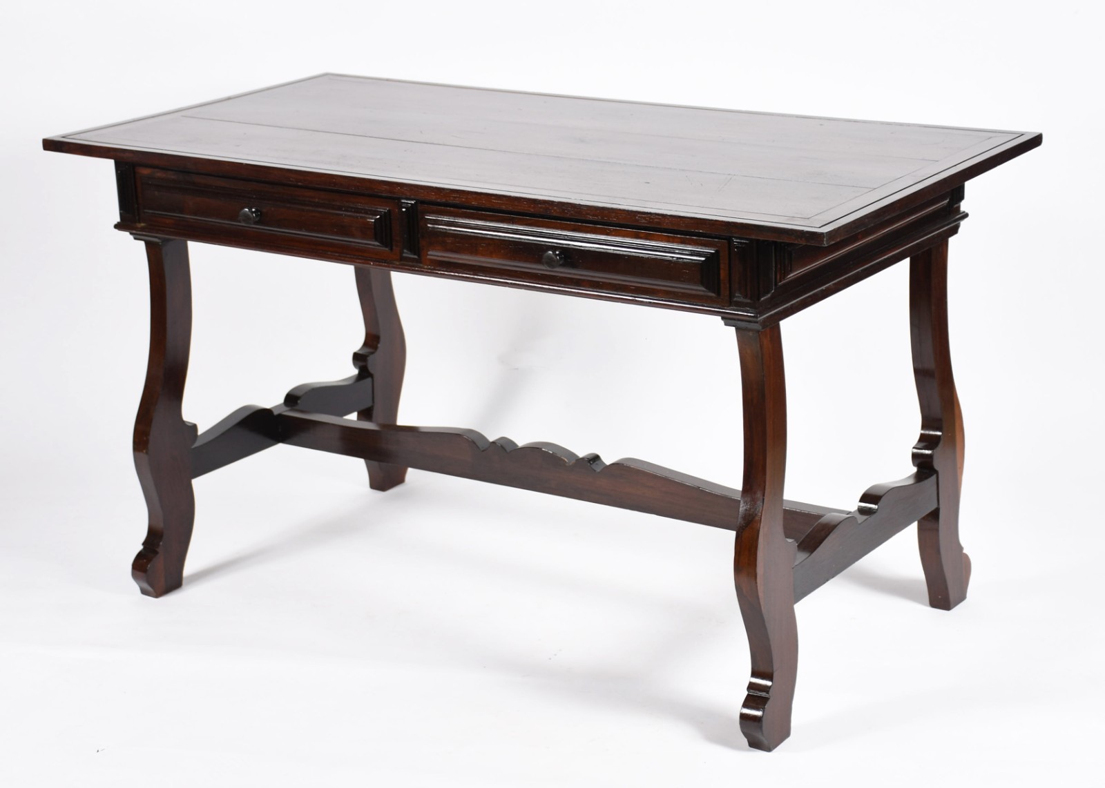 Mesa de jacarandá estilo colonial brasileiro com duas gavetas, pernas... - foto 1 de 3