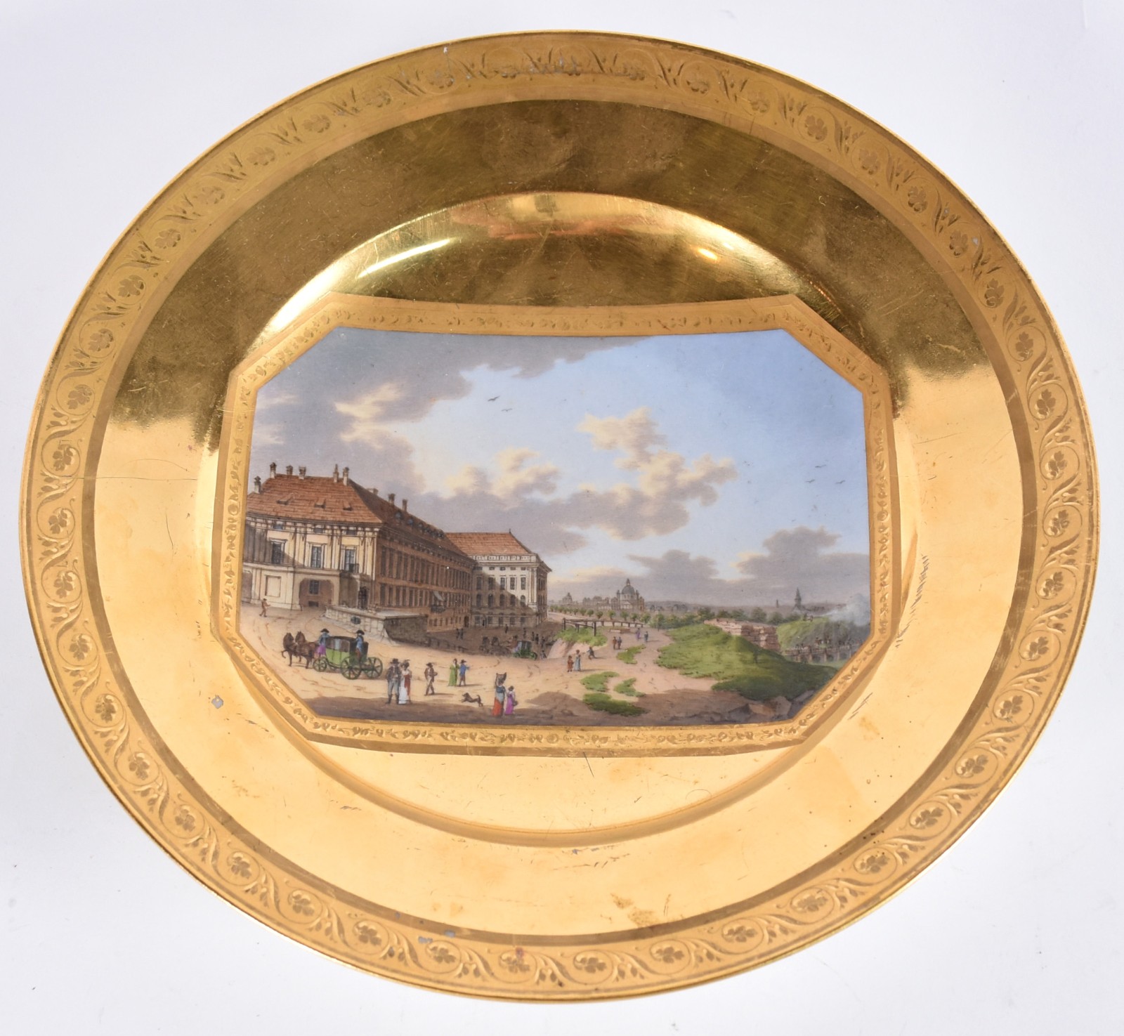 Prato de porcelana europeia Velho Viena, decorado em policromia com... - foto 1 de 3