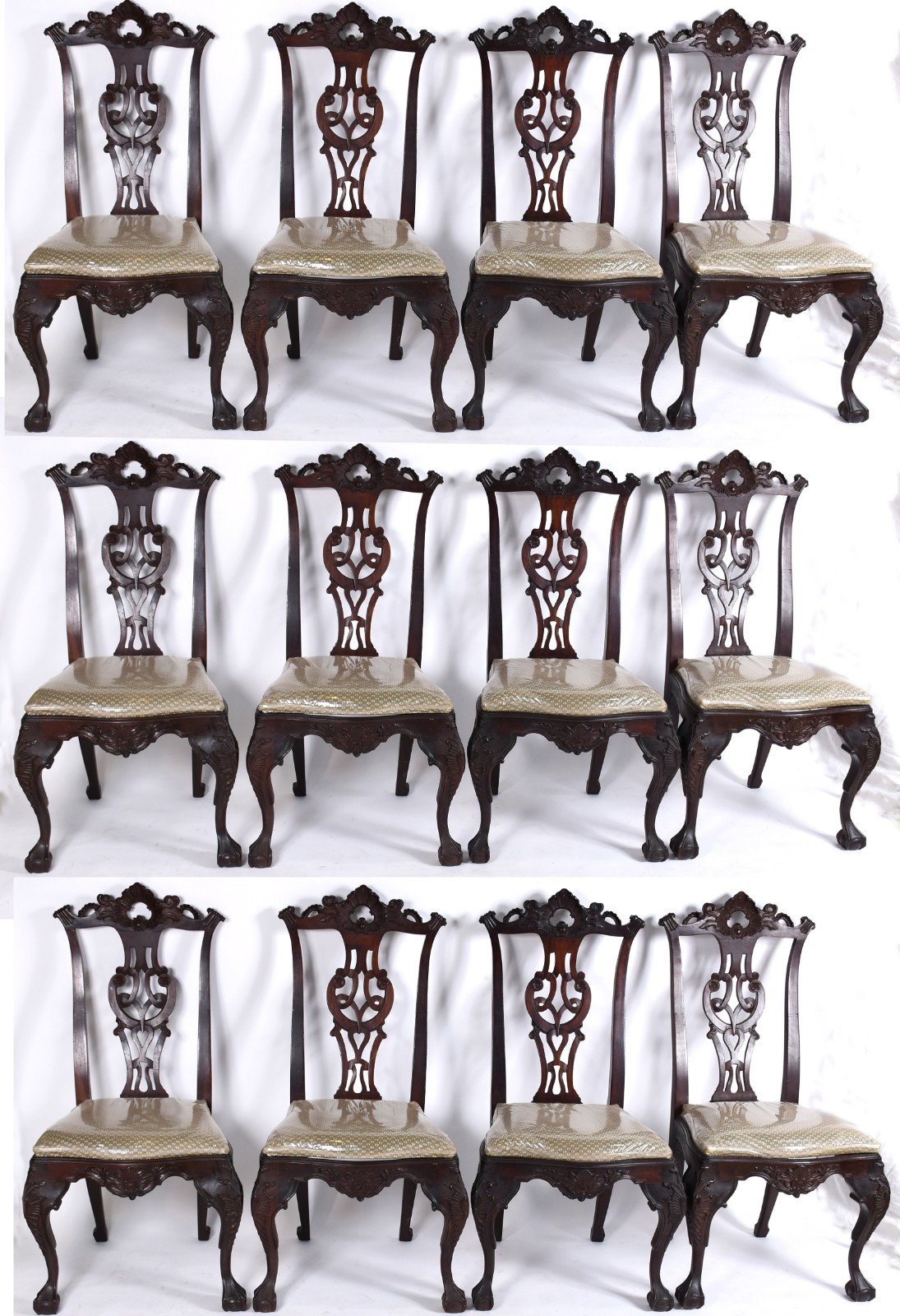 Conjunto com 12 cadeiras de madeira nobre para sala de jantar, estilo... - foto 1 de 5