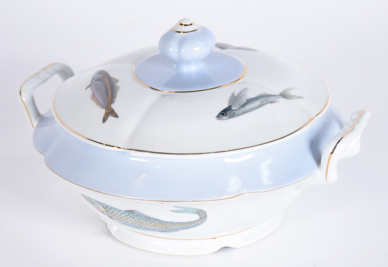 Serviço para peixe de porcelana Real, decorada com figuras marinhas... - foto 4 de 6