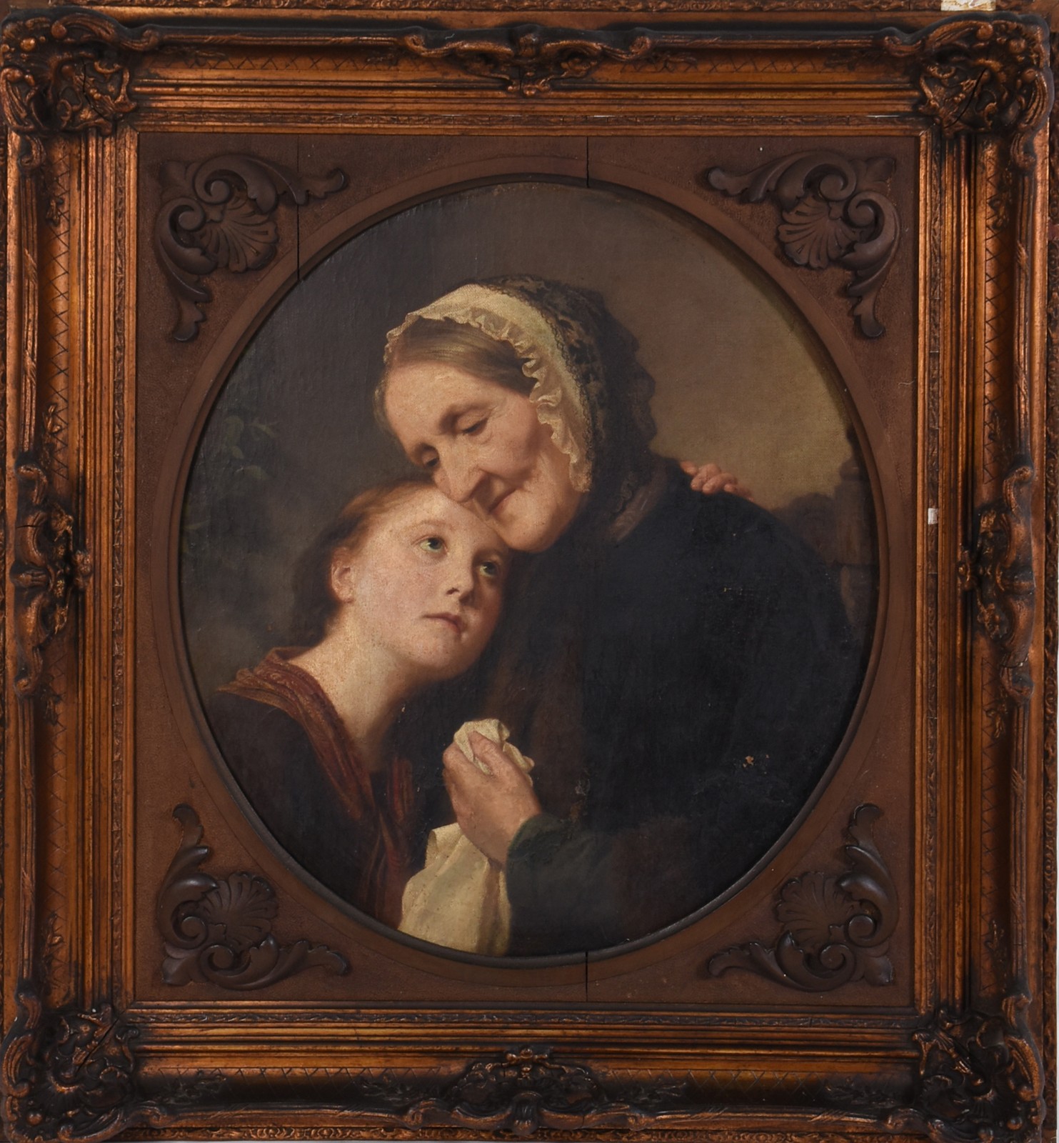 Escola europeia, Senhora com véu e menina - foto 1 de 3