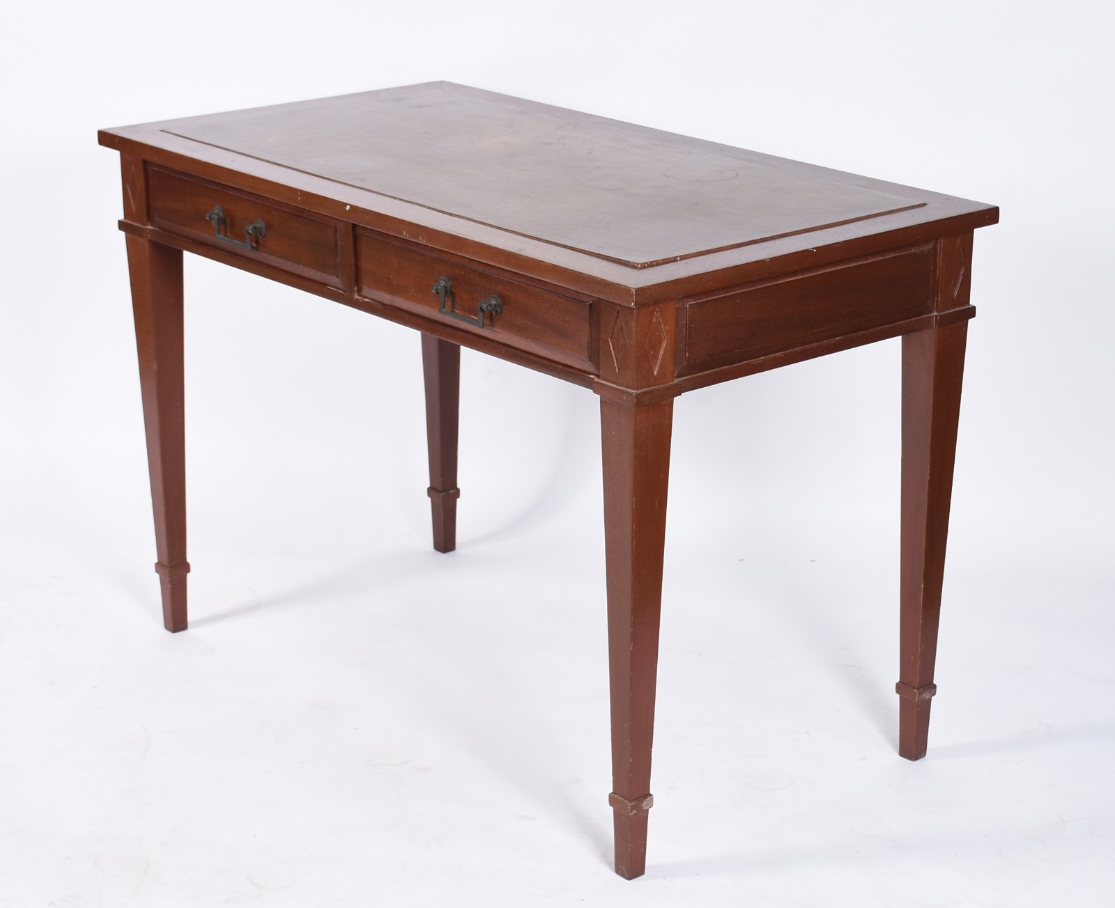 Mesa de escritório de madeira nobre, tampo retangular com 2 gavetas... - foto 2 de 9