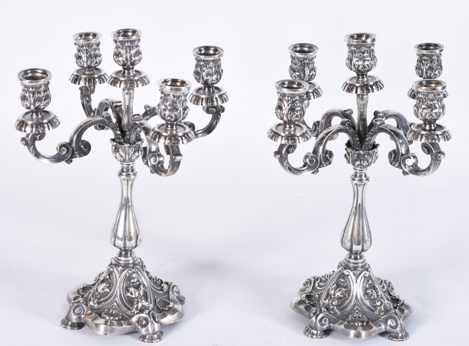 Par de candelabros de prata portuguesa contraste Águia, para 5 velas... - foto 1 de 6