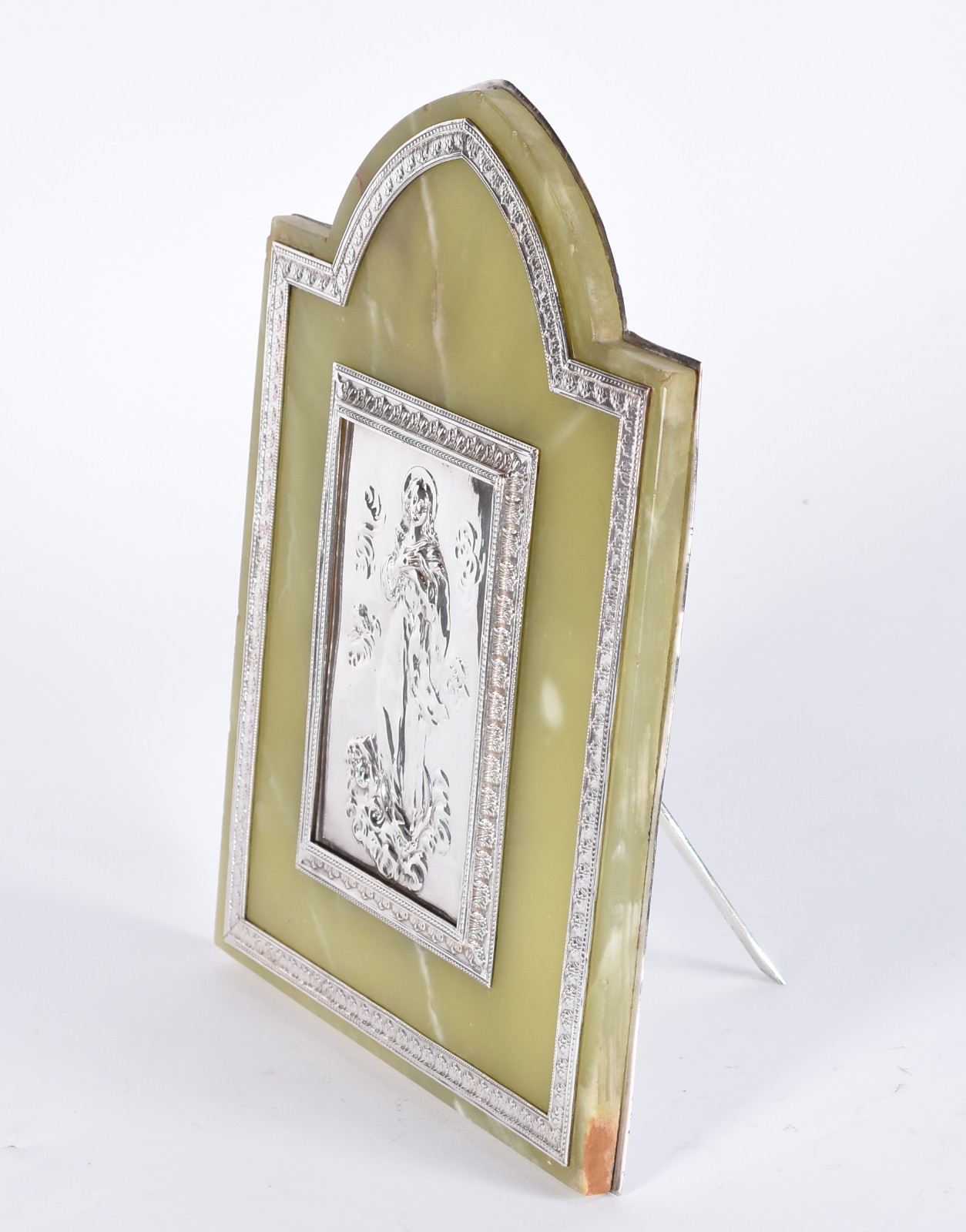 Nossa Senhora - Placa de ônix e metal prateado. - foto 2 de 5
