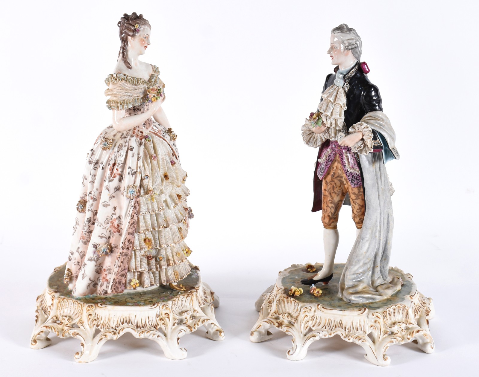 Par de esculturas de porcelana italiana Capo di Monti policromada... - foto 4 de 11