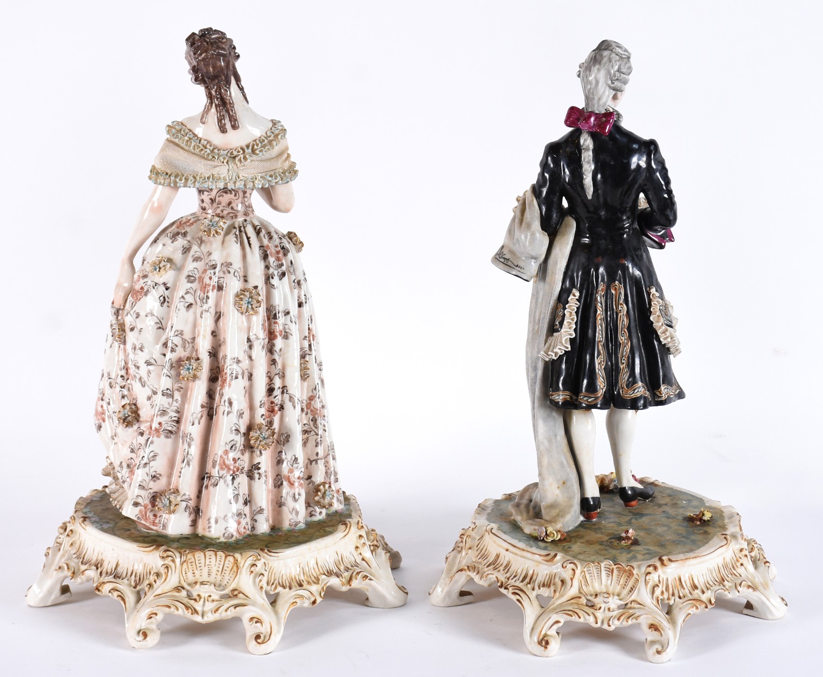 Par de esculturas de porcelana italiana Capo di Monti policromada... - foto 5 de 11
