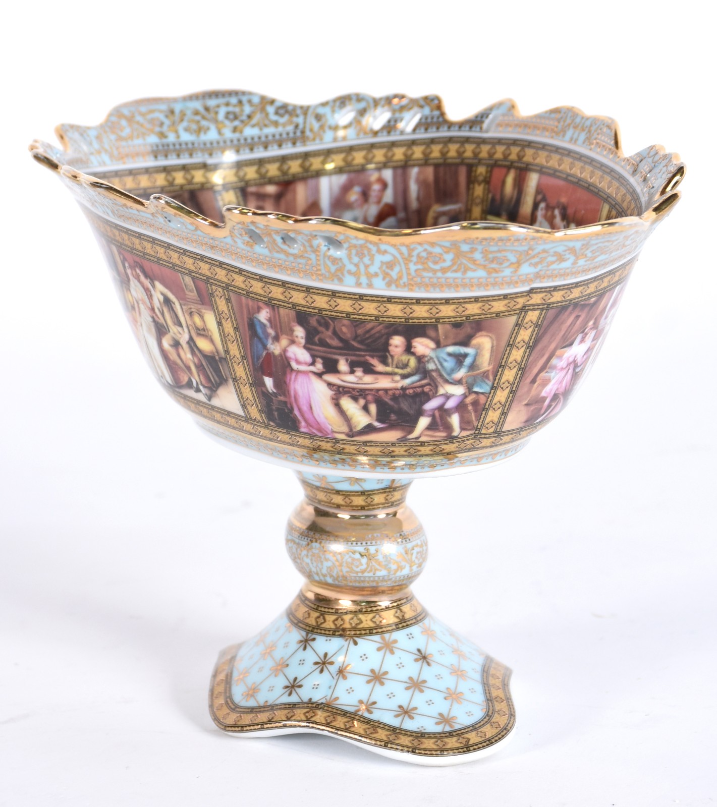 Centro de mesa de pé alto de porcelana francesa de Limoges, fundo... - foto 2 de 5