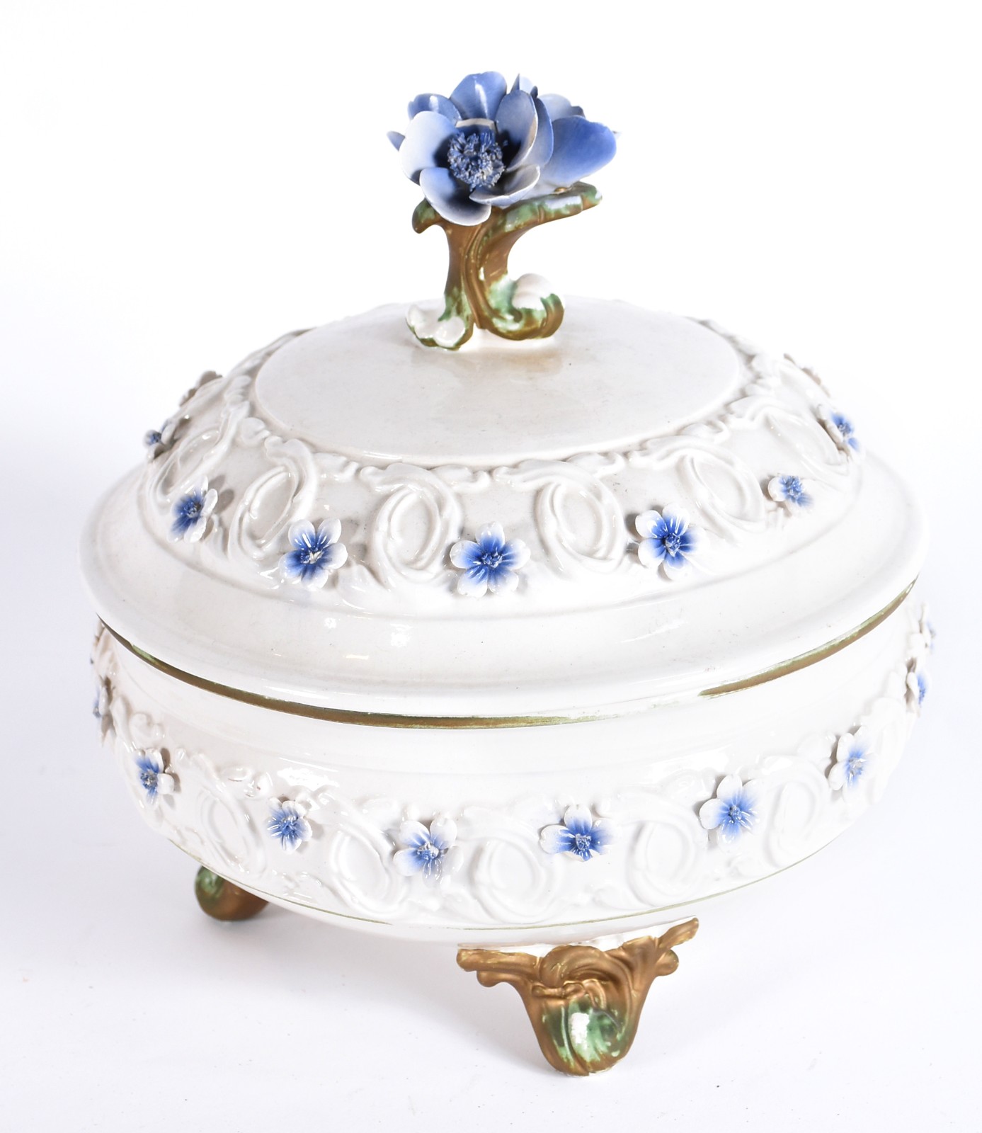 Sopeira de porcelana italiana na cor branca decorada com flores azuis... - foto 2 de 7
