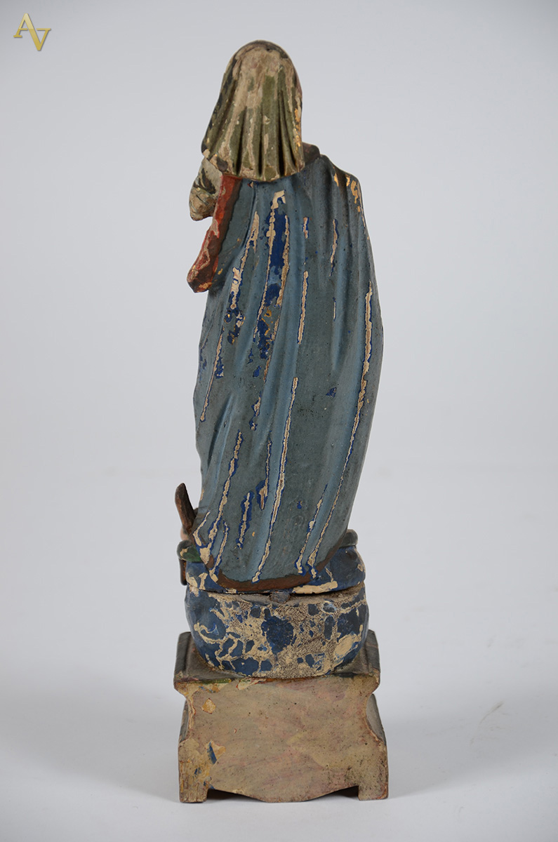 NOSSA SENHORA - Antiga imagem em madeira policromada com olhos de... - foto 2 de 2