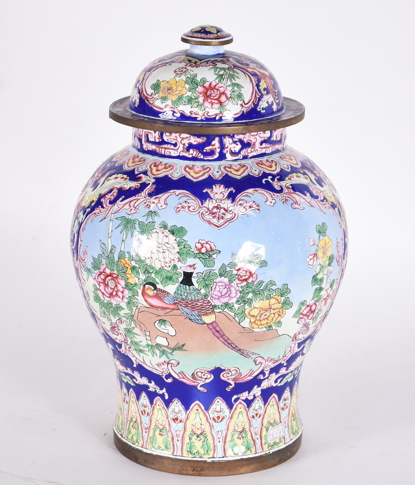 Antigo Vaso de cloisonné ricamente decorado com aves do paraíso e... - foto 3 de 5