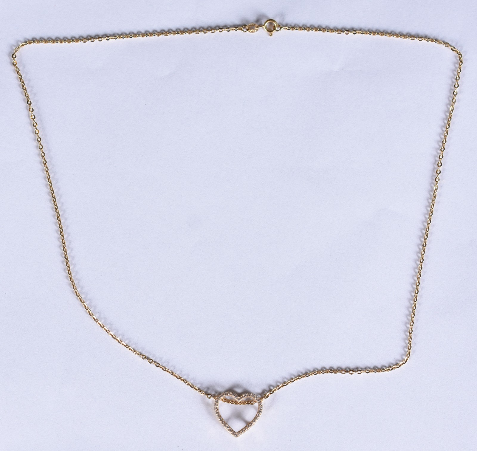 Colar de ouro 18k, contraste 750 com pingente no feitio coração com... - foto 2 de 5