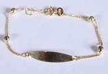 Pulseira de criança de ouro 18k com bolinhas e ... - Pulseira de criança de ouro 18k com bolinhas e chapa (Por motivos de segurança a peça não se encontra na loja)