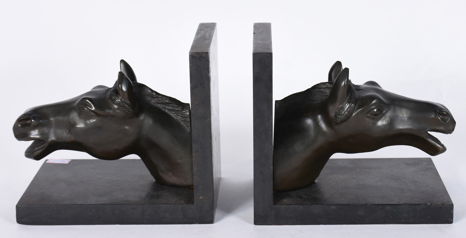 Par de serre livres de petit bronze representando cavalos, bases de... - foto 1 de 5