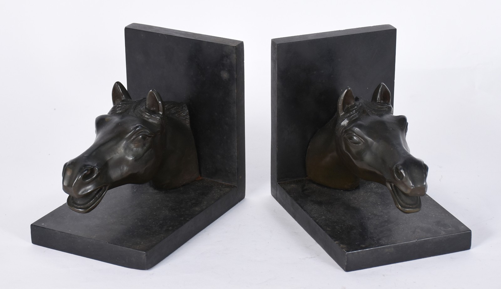 Par de serre livres de petit bronze representando cavalos, bases de... - foto 2 de 5