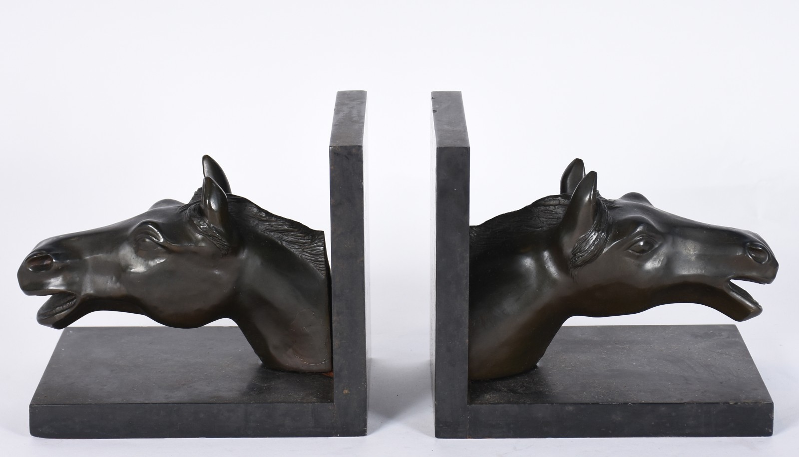 Par de serre livres de petit bronze representando cavalos, bases de... - foto 3 de 5