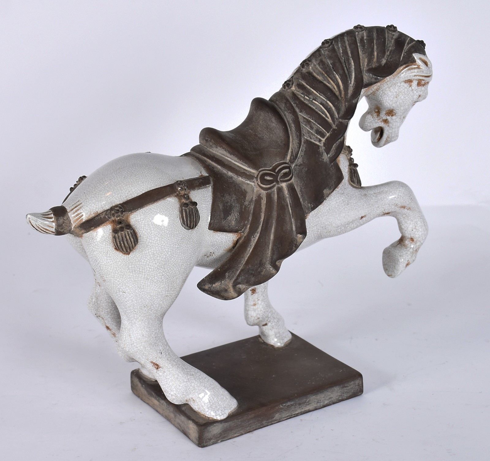 Escultura de cavalo de cerâmica craquelê estilo oriental. - foto 3 de 4