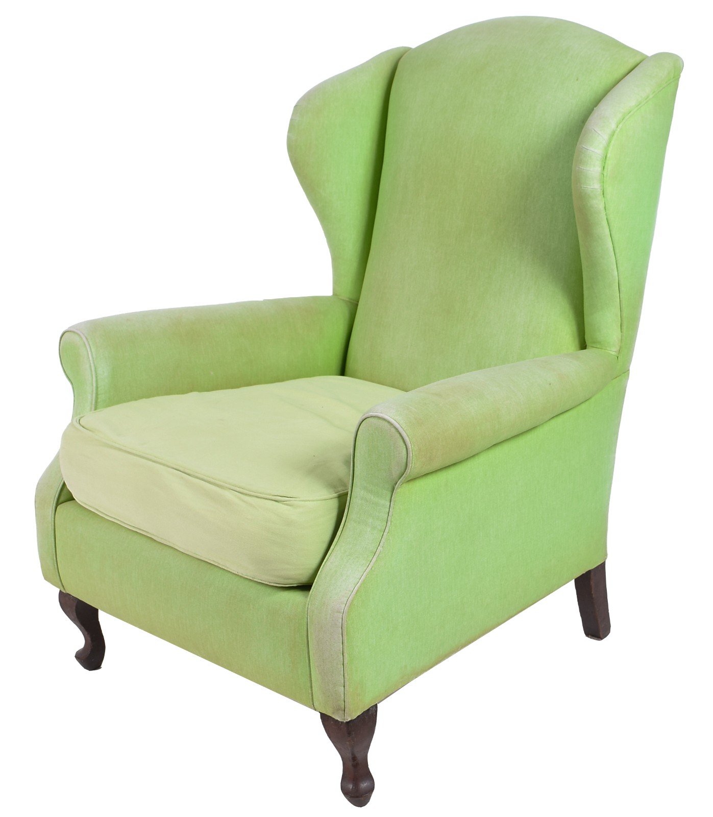 Bergere estofada e forrada com tecido na cor verde. Pés de madeira no... - foto 1 de 4