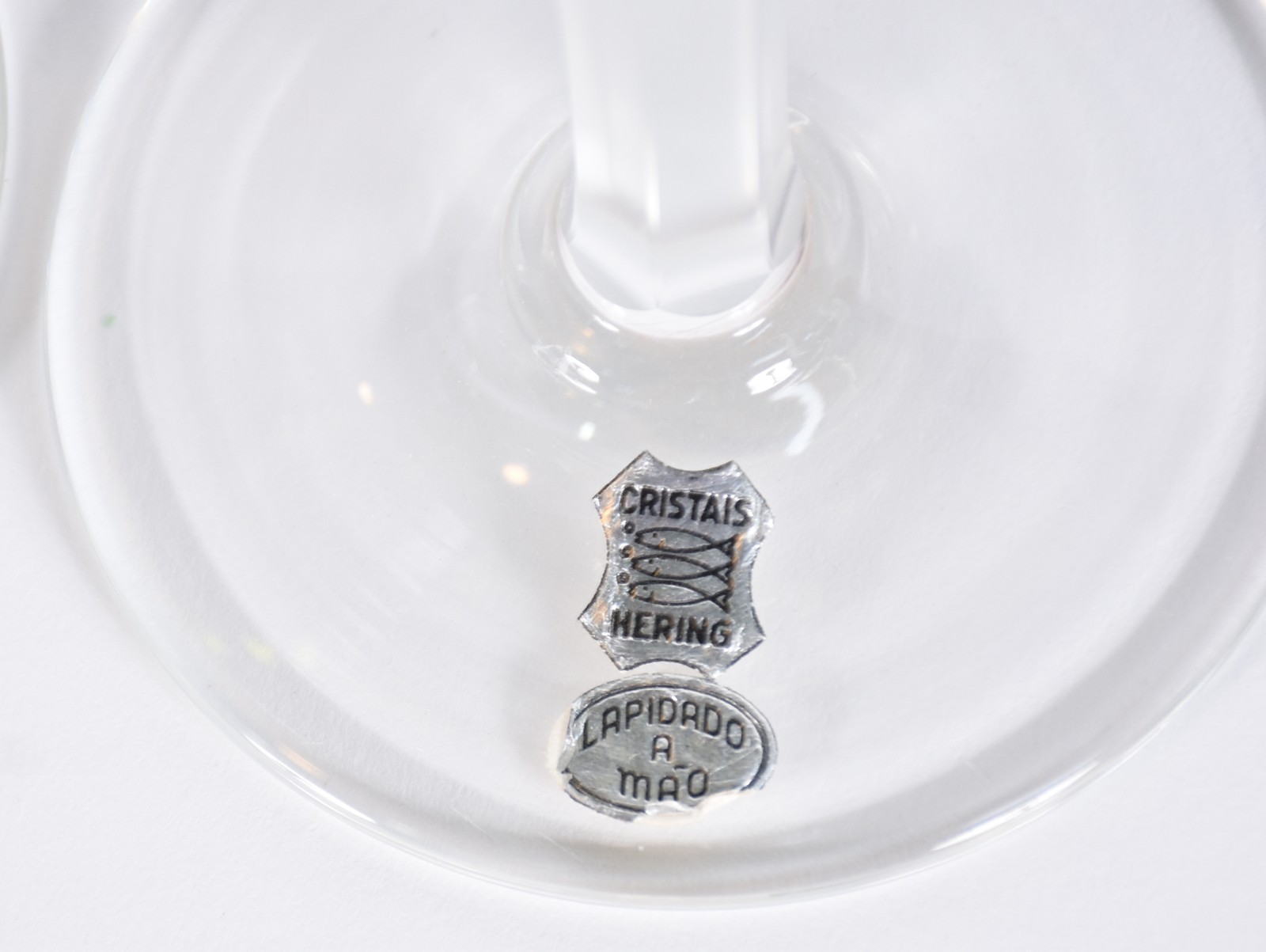 Seis cálices para vinho de cristal doublé verde lapidado, pés altos... - foto 5 de 5
