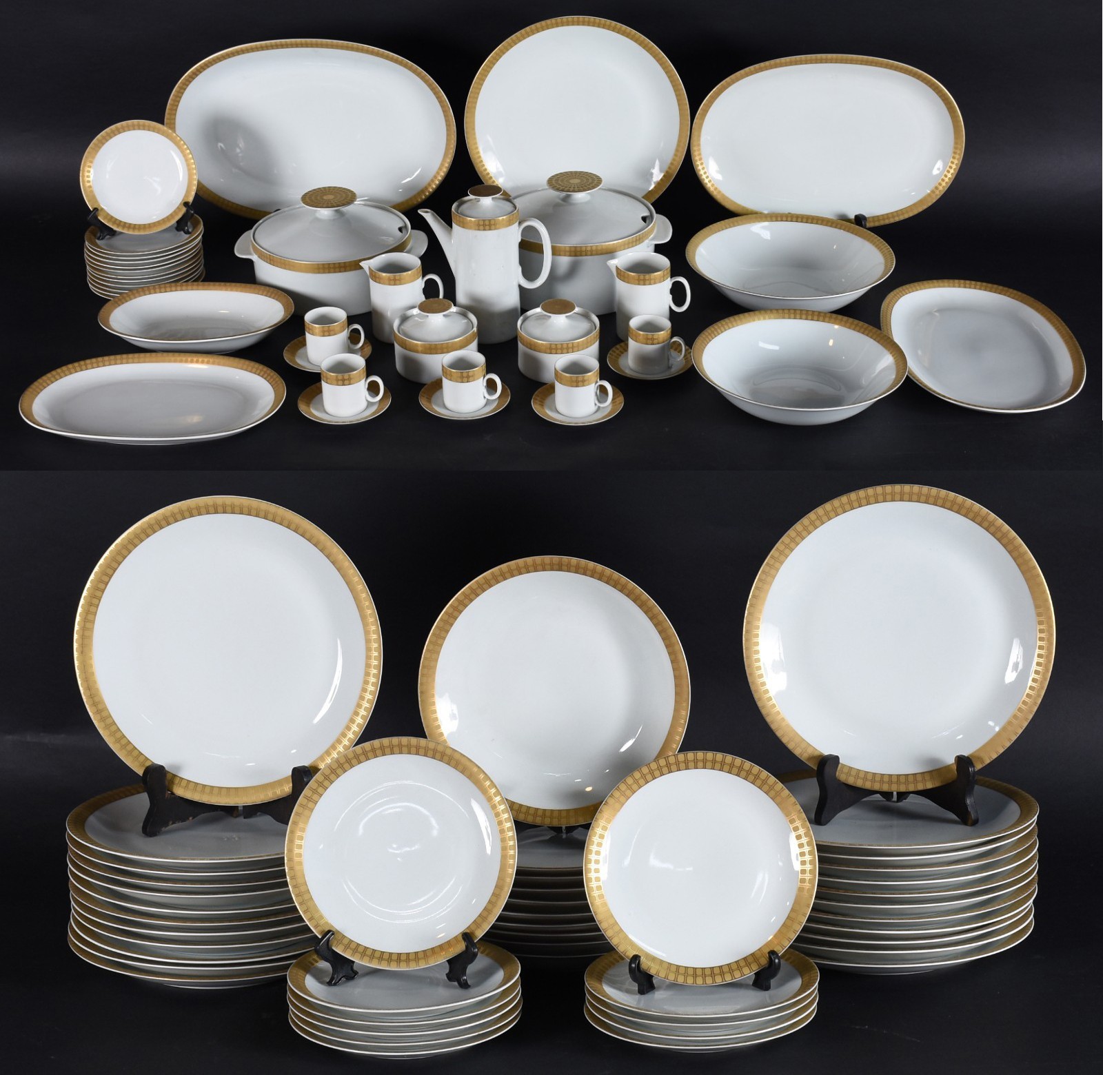 Aparelho de jantar e café de porcelana Renner na cor branca com tarja... - foto 1 de 8