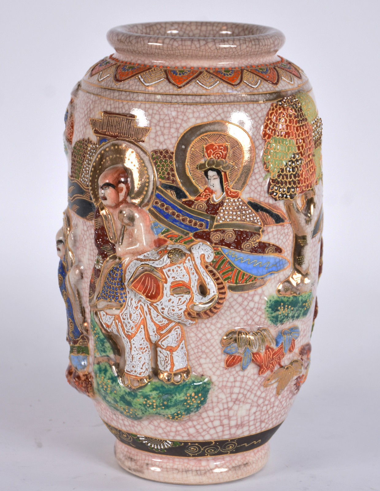Vaso de porcelana japonesa SATZUMA decorado com figuras de guerreiros... - foto 1 de 5