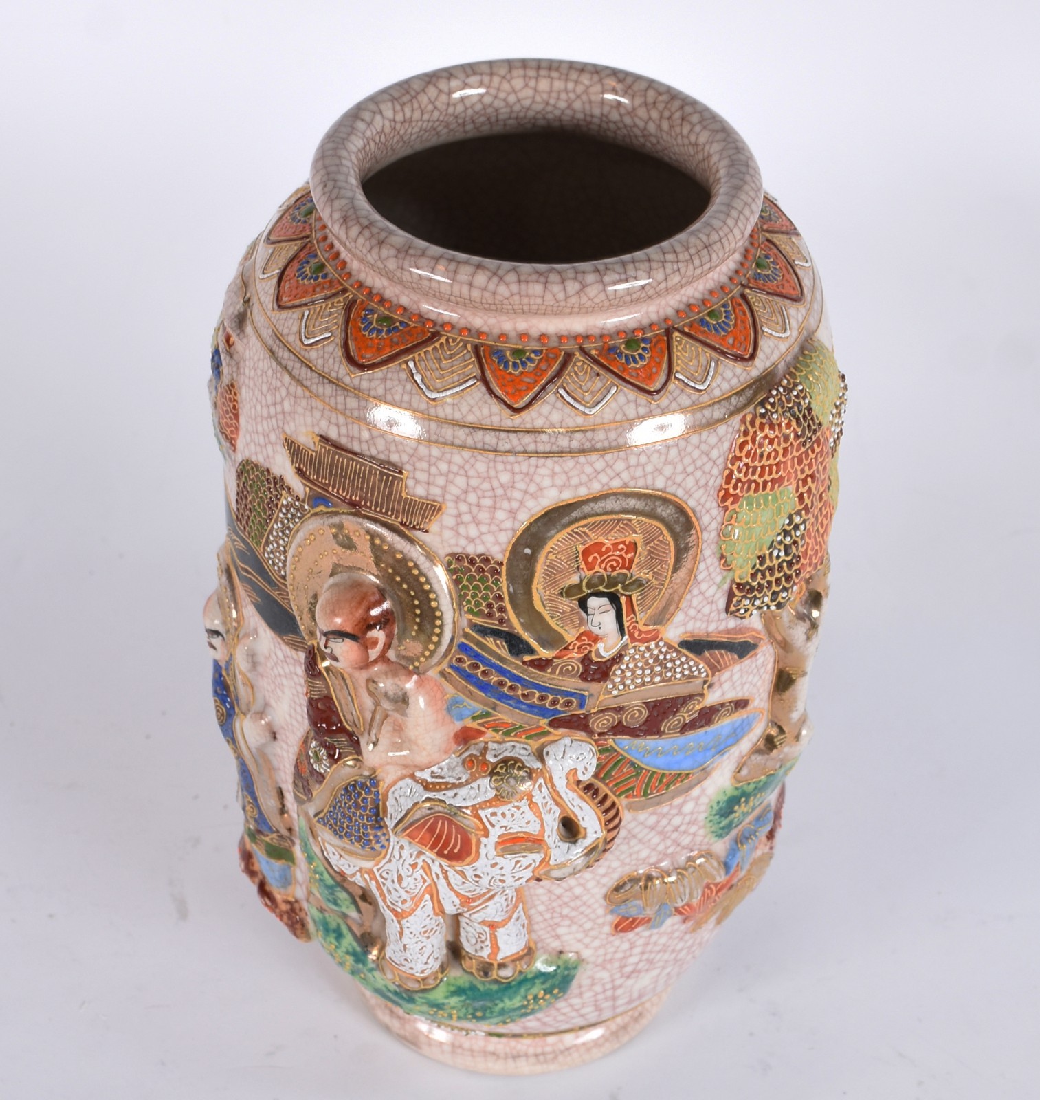 Vaso de porcelana japonesa SATZUMA decorado com figuras de guerreiros... - foto 2 de 5