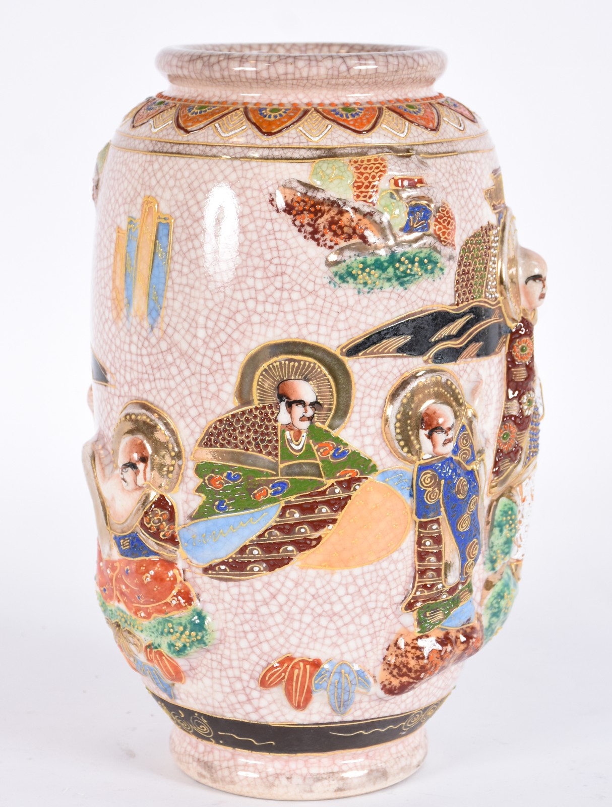 Vaso de porcelana japonesa SATZUMA decorado com figuras de guerreiros... - foto 3 de 5