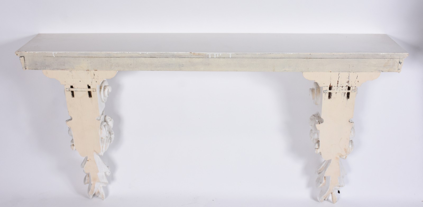 Console de parede de madeira nobre pintada de branco, apoio em... - foto 4 de 6