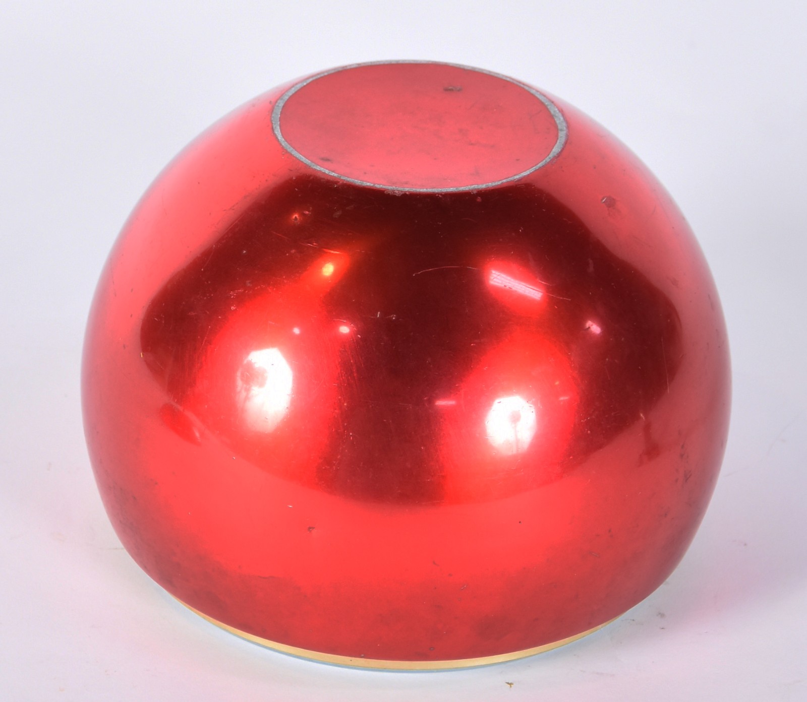 Balde de gelo de metal vermelho feitio maçã, interior de vidro. Anos... - foto 4 de 4