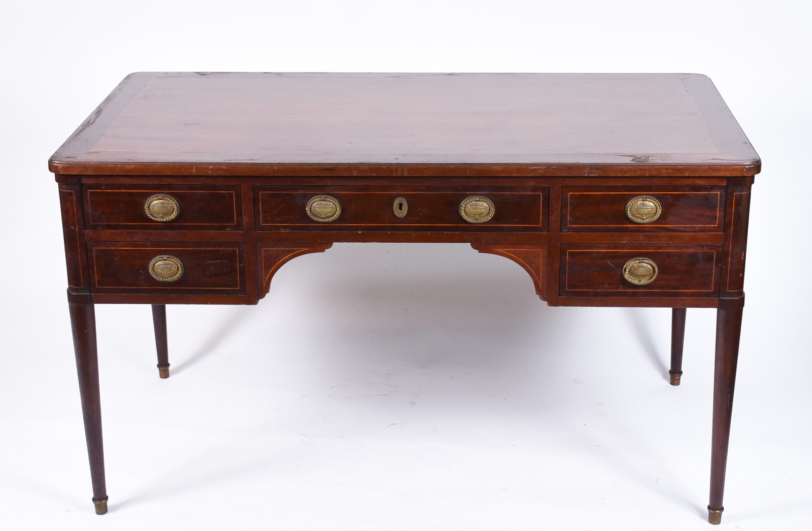 Mesa de escritório de madeira nobre estilo inglês com 5 gavetas... - foto 2 de 6