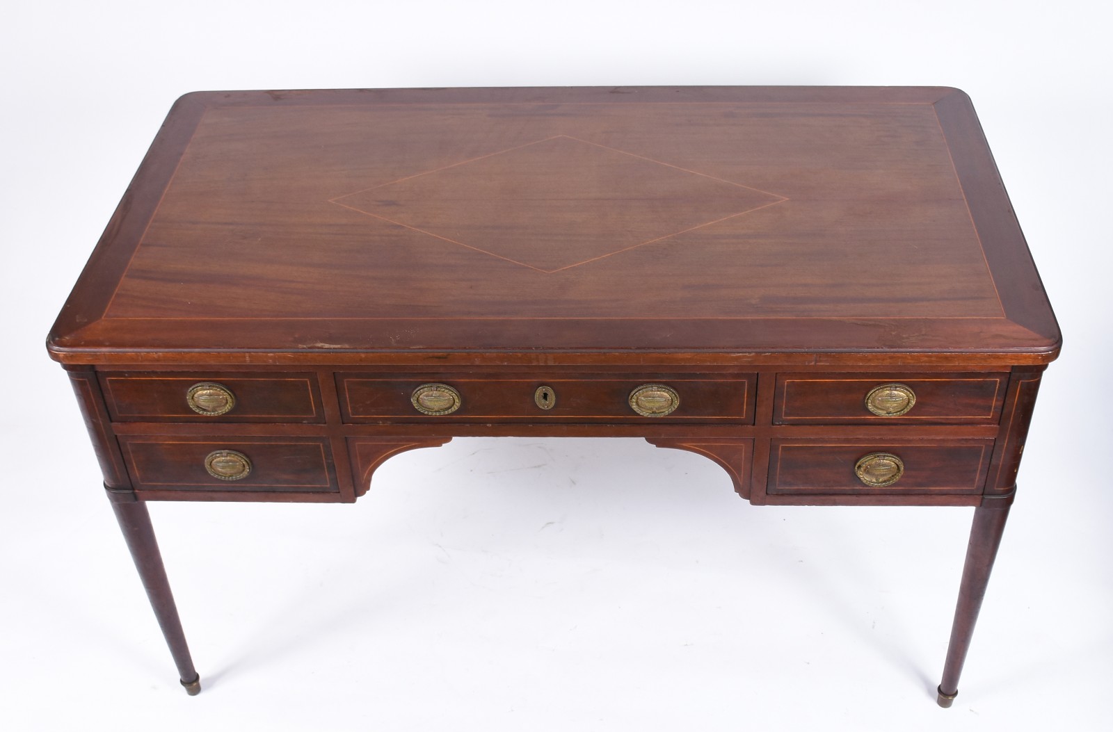 Mesa de escritório de madeira nobre estilo inglês com 5 gavetas... - foto 3 de 6