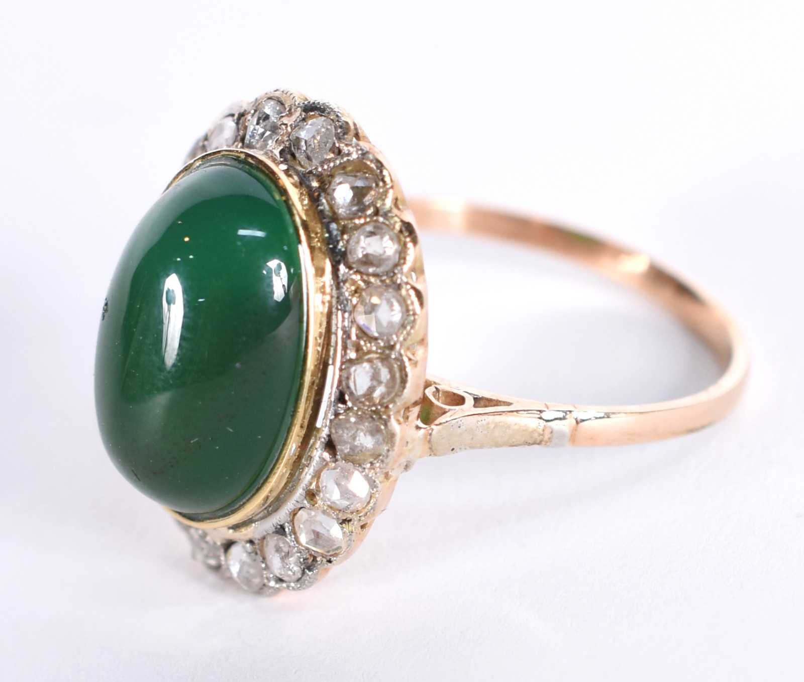 Anel de ouro 18 k com pedra praziolita com 20 brilhantes, aro 17 (Por... - foto 2 de 3